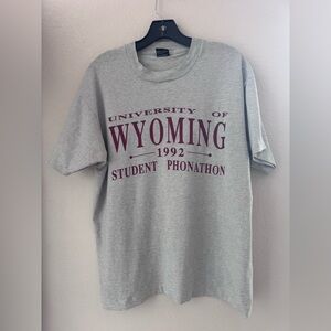 Vintage Screen Stars Gray University of Wyoming Tee 1992 Size XL